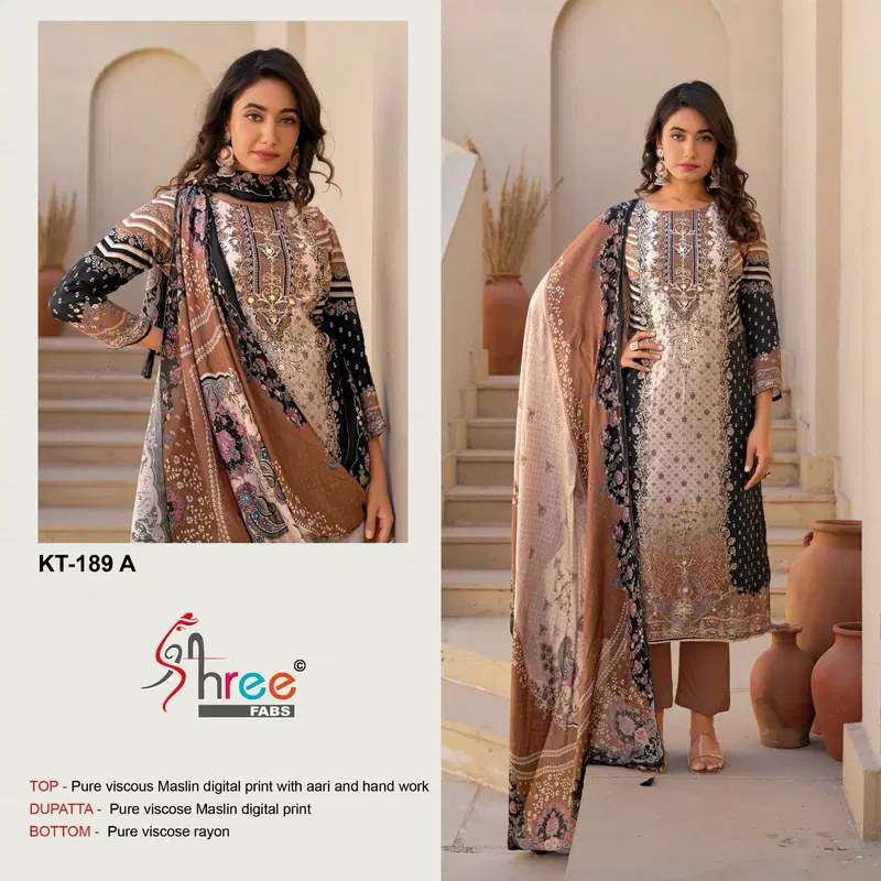 Kt 189 By Shree Fabs Viscose Printed Designer Salwar Suits Exporters In India